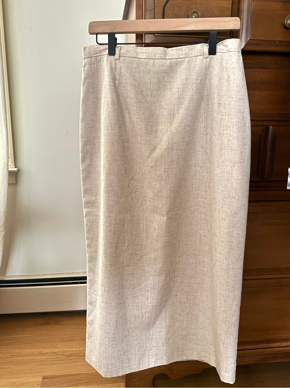 Vtg 90s sag harbor linen blend midi skirt beige minimalist size 12